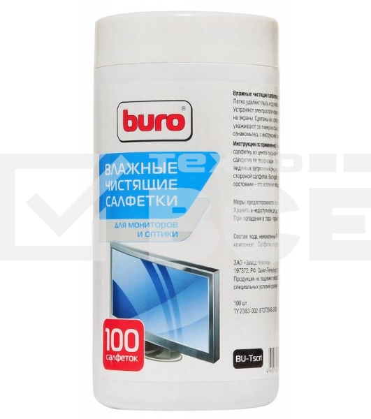 Чистящие средства BURO BU-TSCRL 817440 Туба с чистящими салфетками, для экранов и оптики, 100 шт.