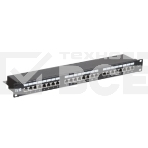 Патч-панель 1U кат.6 STP, 24 порта (IDC Dual), с кабельным органайзером ITK, фото 1