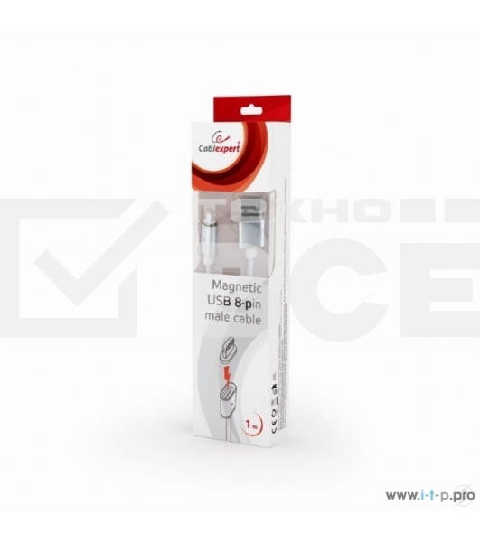 Кабель Cablexpert магнитный USB 2.0 CC-USB2-AMLMM-1M, AM/ iPhone lightning, магнитный кабель, 1м, алюминиевые разъемы, коробка