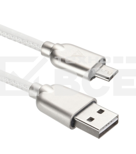 Кабель USB ACD-Allure MicroUSB ~ USB-A Кожа, 1м, белый (ACD-U926-M1W)