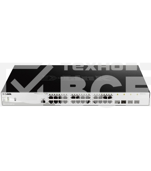 Коммутатор D-Link DGS-1210-28MP/ME/B1A Управляемый коммутатор 2 уровня с 24 портами 10/100/1000Base-T и 4 портами 1000Base-X SFP (24 порта с поддержкой PoE 802.3af/802.3at (30 Вт), PoE-бюджет 370 Вт)