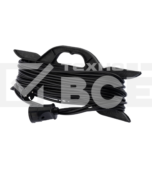 Удлинитель-шнур на рамке PROconnect ПВС 2х0.75, 30 м, б/з, 6 А, 1300 Вт, IP20, черный