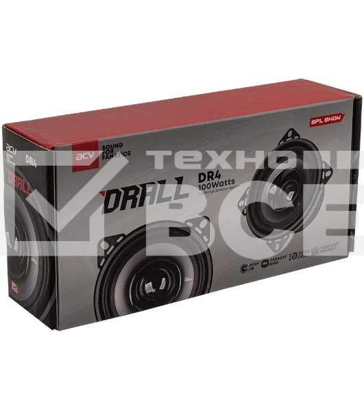 Колонки автомобильные ACV DRALL DR4 (без решетки) 100Вт 94дБ 3Ом 10см (4дюйм) (ком.:2кол.) широкополосные однополосные