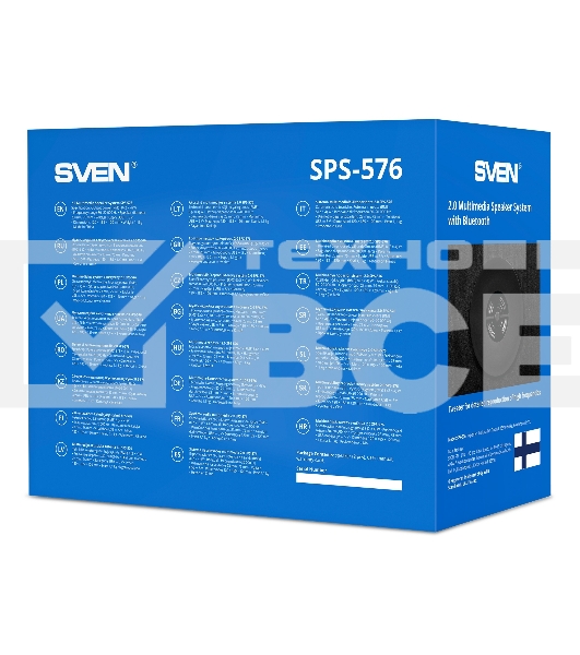Колонки 2.0 SVEN SPS-576 чёрные (2x4W, Bluetooth, дерево)