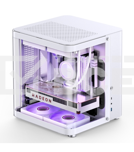 Корпус без блока питания JONSBO TK-1, Mini-Tower, TG, no fan, 1xUSB-A 3.2 + 1xUSB-C 3.2, mATX, mITX White