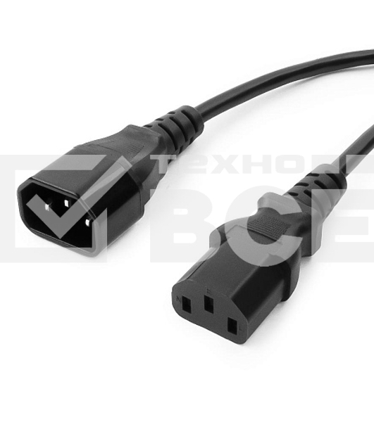 Кабель питания сист.блок-монитор Cablexpert PC-189-VDE-5M, 5м, C13-C14, VDE, 10А, Сечение провода: 0,75 мм2, черный, с заземлением