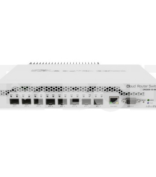 Коммутатор MikroTik CRS309-1G-8S+IN 8 SFP+, dual-core 800MHz CPU, 512MB RAM, POE, RS232 serial port