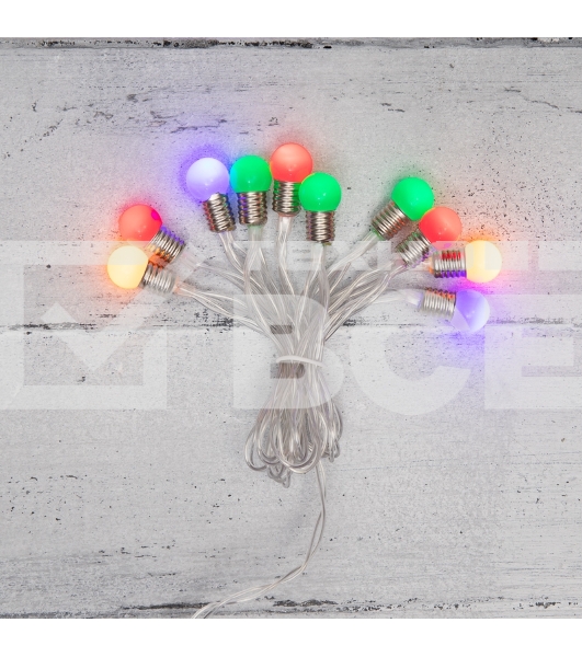 Гирлянда светодиодная «Мини-лампочки» 1.5 м, 10 LED, прозрачный ПВХ, цвет свечения мультиколор, 2 х АА (батарейки не в комплекте) NEON-NIGHT