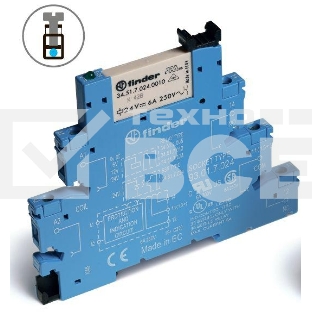 Реле электромеханическое интерфейсный модуль 1CO 6А AgNi 24В DC (чувствит.) IP20 винт. клеммы FINDER 385170240050