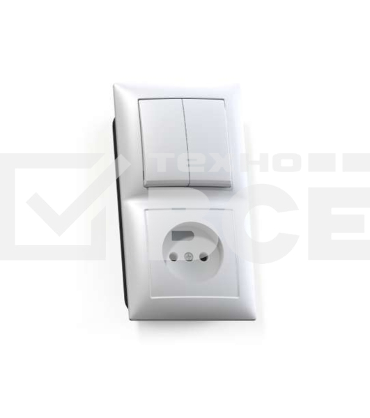 Блок СП БКВР-409 Селена (2-кл. выкл. + розетка) бел. Кунцево 8201