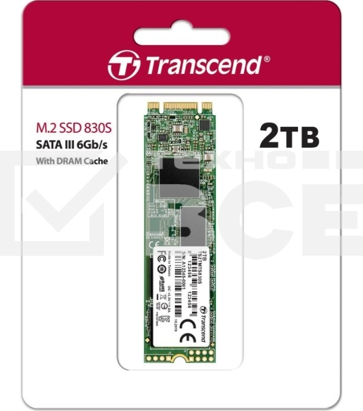 Накопитель SSD Transcend MTS830S, 2Tb, M.2 SATA III, R/W 560/520