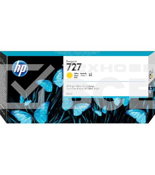 Картридж струйный HP 727 с желтыми чернилами для принтеров Designjet, 300 мл