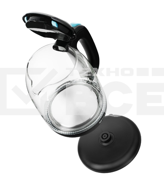 Чайник электрический Kitfort КТ-625-1 1.7л. 2200Вт черный/голубой (корпус: стекло)