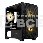 Компьютерный корпус без блока питания HSPD M321, Mesh Mini-tower, черный, slide TG, 0.45 SPCC, 2x140мм ARGb+1x120мм ARGb mATX, mITX 160/340/184мм 2x2.5