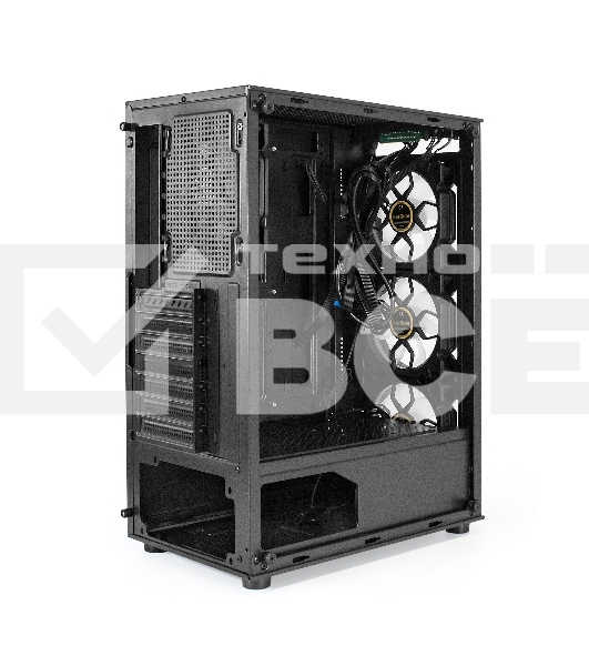 Компьютерный корпус Miditower ExeGate i3 BASE (ATX, без БП, с окном, 1*USB+1*USB3.0, аудио, 4 вент. 12см с RGB подсветкой)