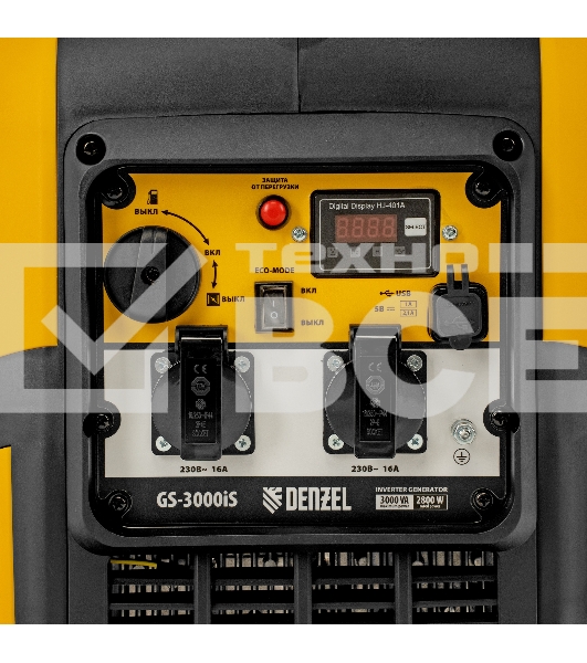 Генератор инверторный GS-3000iS, 3,0 кВт, 230 В, закрытый корпус, ручной старт DENZEL