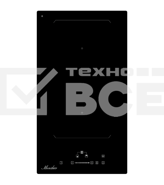 Варочная поверхность Monsher MHI 3011, индукция, инвертер, 30 см, 9 уровней мощности, бустер, Stop and Go, автоматическое отключение, таймер, индикатор остаточного тепла, сенсорное/слайдерное управление, цвет черный
