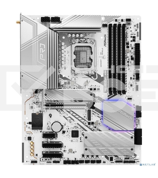 Материнская плата ASRock Z890 Pro RS WiFi белый, LGA 1851, Intel Z890, 4xDDR5, 4xSATA, 4xM.2, 1xPCIe 5.0 x16, 2xPCIe 4.0 x16, 1xPCIe x1, 2xUSB-C Thunderbolt 4, 4xUSB-A 3.2 Gen 1, 1xUSB-A 3.2 Gen 2, 1xHDMI, 1xDP, 1x2.5Gb LAN, 5x3.5 мм, 7.1, ATX