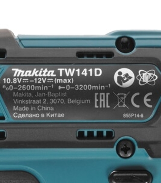 Гайковерт акк Makita TW141DZ (уд),12В,Li-ion,0-3200у\м,145Нм,квадрат1\2',1.1кг,кор,подсв,M8-M16,б\а