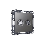 Комплект механизма розетки TV оконечной + SAT 5-862MHz 3.5dB/950-2150MHz 3.5dB ALFA Антрацит серый QUANT (AP6633, VM217) MA663310, фото 1