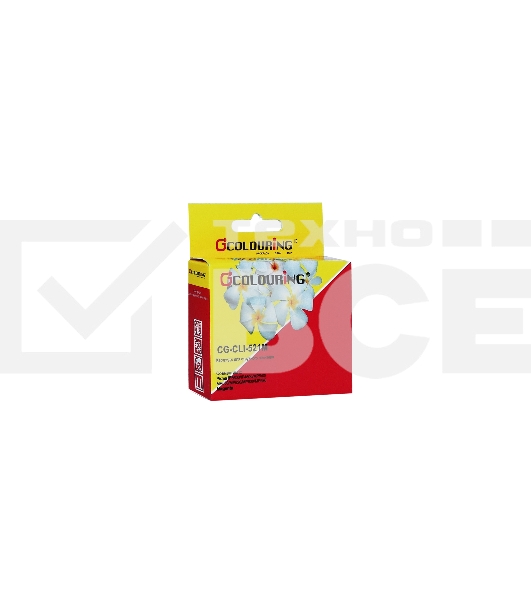 Картридж струйный Colouring CG-CLI-521M пурпурный с чипом водный (9 мл) для Canon IP3600/IP4600/MP540/MP550/MP620/MP630/MP980