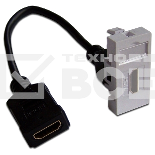 Вставка Mosaic 22.5x45 , адаптер в комплекте HDMI с удлинителем, мама-мама, белая