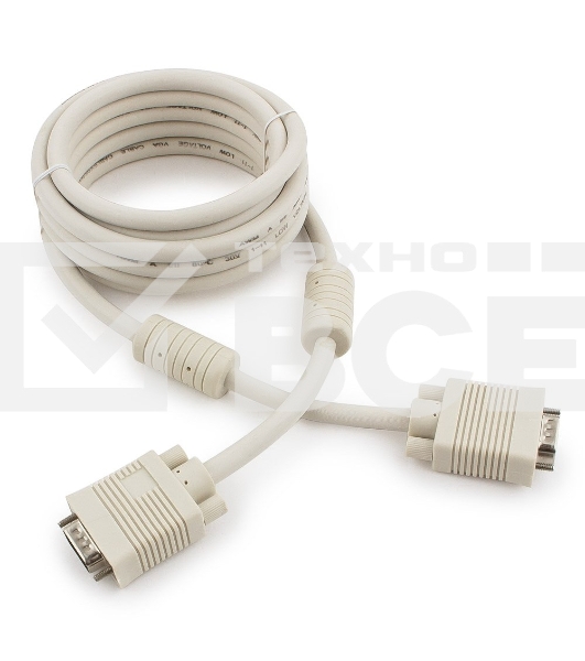 Кабель Gembird/Cablexpert CC-PPVGA-10, Кабель VGA Premium  15M/15M, 3.0м, белый, тройной экран, феррит.кольца 