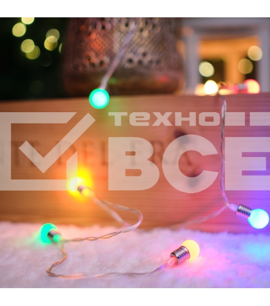 Гирлянда светодиодная «Мини-лампочки» 1.5 м, 10 LED, прозрачный ПВХ, цвет свечения мультиколор, 2 х АА (батарейки не в комплекте) NEON-NIGHT