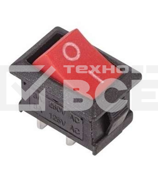 Выключатель клавишный 250V 6А (2с) ON-OFF красный Mini (RWB-201, SC-768) Rexant
