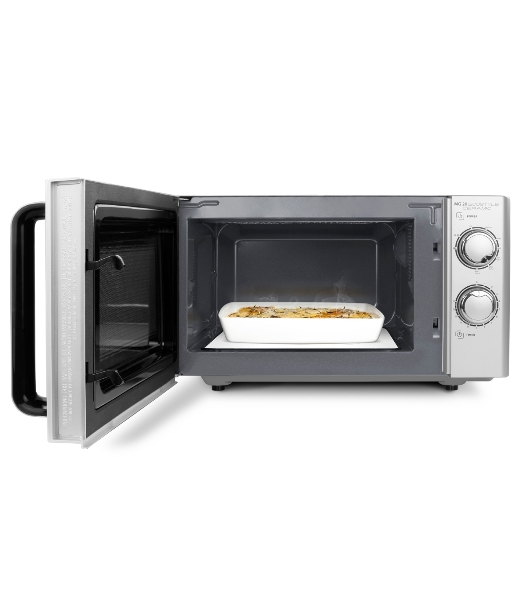 Микроволновая печь CASO MG 20 Ecostyle Ceramic серебристый/черный, 20 л, 700 Вт, переключатели - поворотный механизм