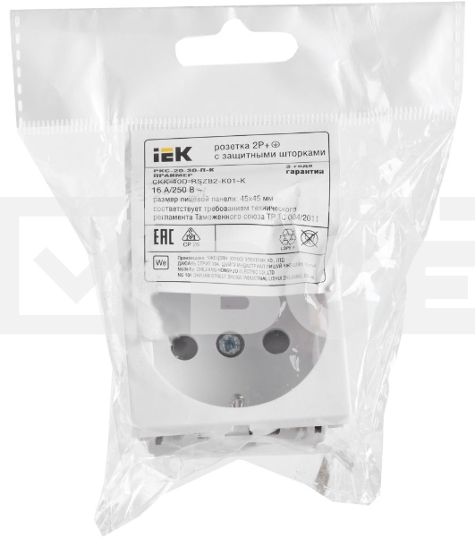 Розетка Iek (CKK-40D-RSZB2-K01-K) РКС-20-30-П-К Розетка с з/к 2к (на 2 модуля) ПРАЙМЕР белая