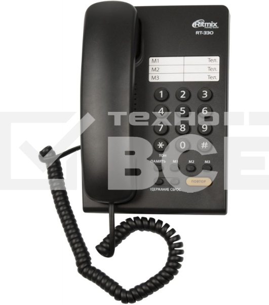 Телефон проводной Ritmix RT-330 черный