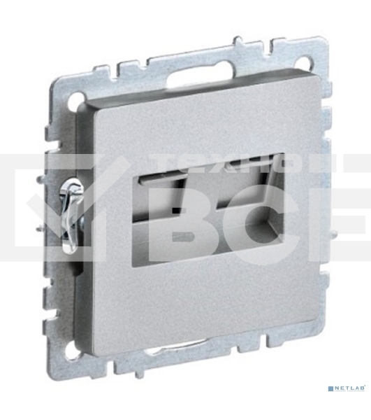 Розетка компьютерная двойная СП RJ45 кат.5E BRITE РК10-2-БрА алюм. IEK BR-K20-1-K47