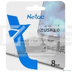 Флеш диск Netac U326 NT03U326N-008G-20PN 8Gb, USB2.0, металлическая плоская, фото2