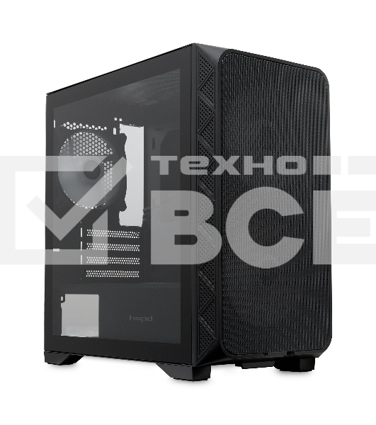Компьютерный корпус без блока питания HSPD M321, Mesh Mini-tower, черный, slide TG, 0.45 SPCC, 2x140мм ARGb+1x120мм ARGb mATX, mITX 160/340/184мм 2x2.5