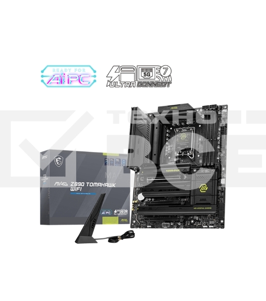 Материнская плата MSI MAG Z890 TOMAHAWK WIFI, LGA 1851, Intel Z890, 4xDDR5, 4xSATA, 4xM.2, 1xPCIe 5.0 x16, 2xPCIe 4.0 x4, 1xHDMI, 2xUSB-C Thunderbolt 4, 1xUSB-C 3.2 Gen 2, 3xUSB-A 3.2 Gen 2, 4xUSB-A 3.2 Gen 1, 1x 5Gb LAN, 2x3.5 мм, 7.1, ATX