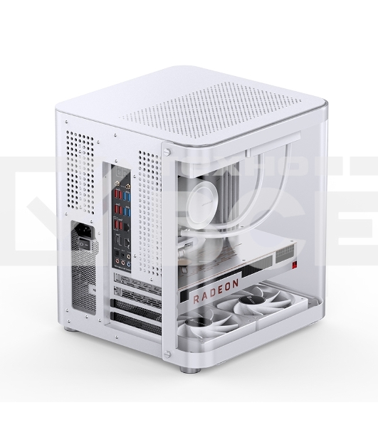 Корпус без блока питания JONSBO TK-1, Mini-Tower, TG, no fan, 1xUSB-A 3.2 + 1xUSB-C 3.2, mATX, mITX White