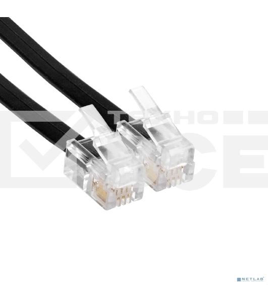 Патч-корд телефонный ExeGate TC4P4C-4M (шнур для телефонной трубки, витой, RJ-10 (4P-4C), 4м, черный)