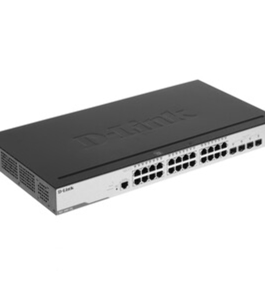 Коммутатор D-Link DGS-3000-28XMP/B1A, 24×1 Гбит/с + 4×10 Гбит/с SFP+, управляемый