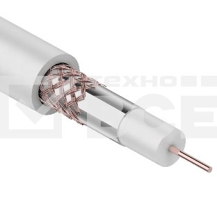 Кабель коаксиальный Rexant RG-59U+Cu, 75 Ом, Cu/Al/Cu, 64%, бухта 305 м, белый