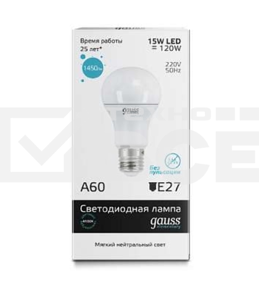Светодиодная лампа Gauss LED Elementary 23225A60 15W E27 4100K 1/10/40 груша