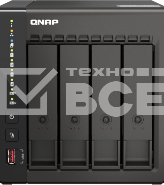 Сетевое хранилище SMB QNAP TS-453E-8G NAS, 4-tray w/o HDD. 2xHDMI-port. 4-core Celeron J6412 2-2.6 GHz, 8GB DDR,  2x2.5Gb LAN, 2 x M.2 2280 PCIe Gen 3 x2, 2x USB 3.2 Gen 2 (10Gbps) Port, 2x USB 2.0 port
