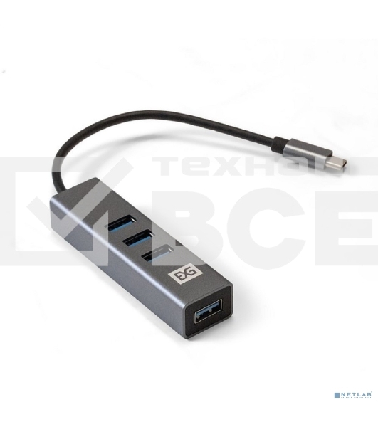 Хаб USB (концентратор) ExeGate DUB-4TC (кабель-адаптер USB Type C --> 4xUSB3.0, Plug&Play, серебристый)