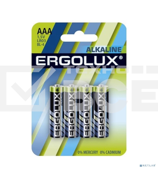 Элемент питания алкалиновый Ergolux LR03 BL-4 LR03 BL-4 1.5В Alkaline (блист.4шт)