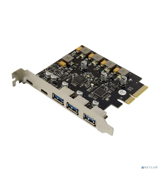 Контроллер ORIENT AM-U3142PE-3A2C PCI-Ex4 v3.0, USB 3.2 Gen2, скорость до 10 Гбит/с, 5-port ext (3xType-A + 2xType-C), ASM3142+VL820-Q8 chipset, Self powered (31351)