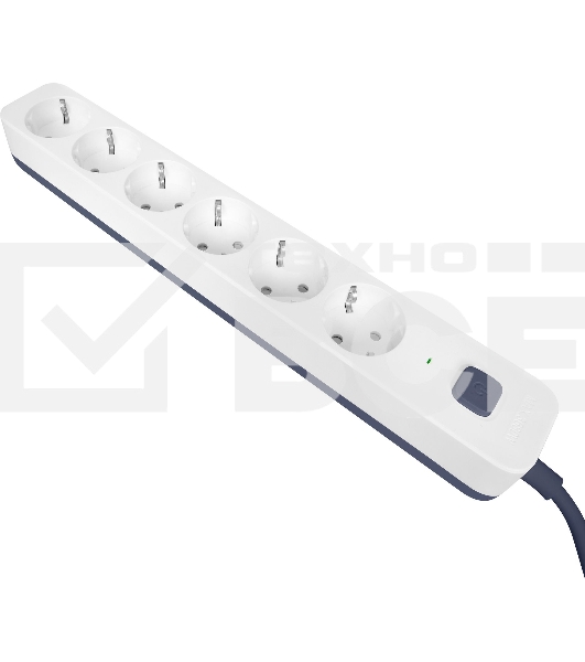Сетевой фильтр Powercom SP-06W 3,0 м 3.0 м, 6 розеток, белый/серый, коробка