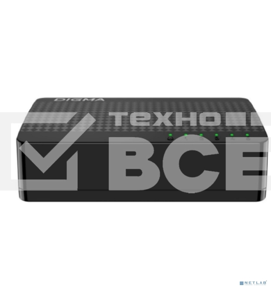 Коммутатор Digma DSW-105GE DSW-105GEV2 (L2) 5x1Гбит/с неуправляемый