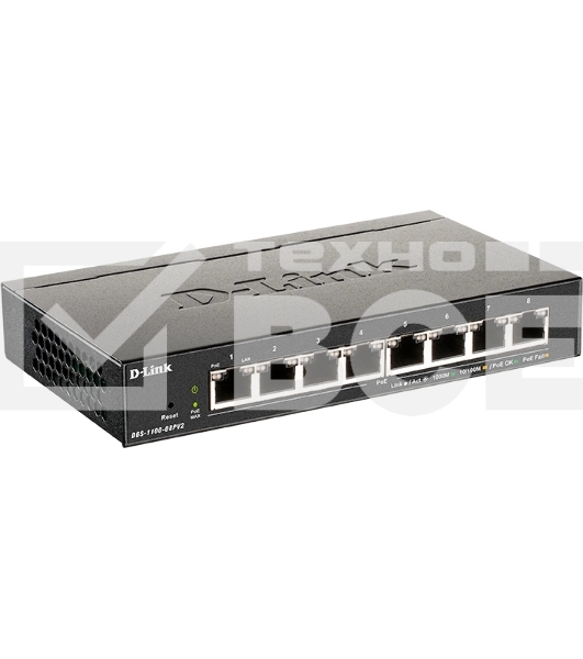 Коммутатор D-Link DGS-1100-08PV2/A3A (L2) 8x1Гбит/с 8PoE 64W настраиваемый