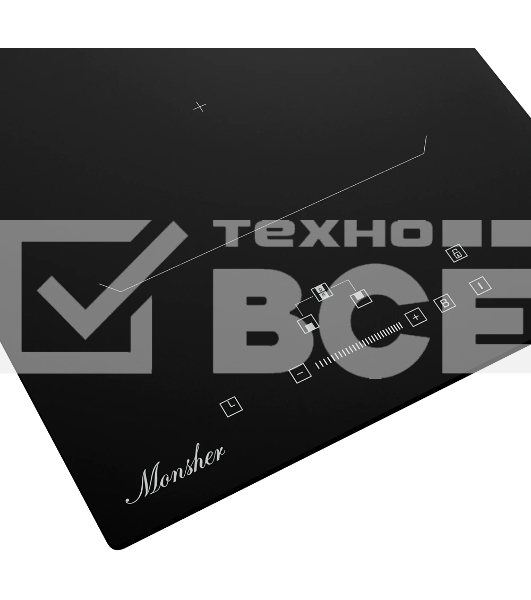 Варочная поверхность Monsher MHI 3011, индукция, инвертер, 30 см, 9 уровней мощности, бустер, Stop and Go, автоматическое отключение, таймер, индикатор остаточного тепла, сенсорное/слайдерное управление, цвет черный