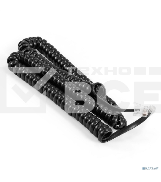 Патч-корд телефонный ExeGate TC4P4C-4M (шнур для телефонной трубки, витой, RJ-10 (4P-4C), 4м, черный)